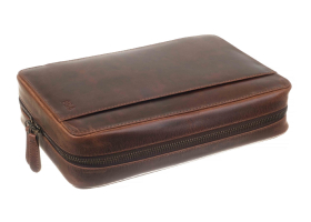 Сигарная сумка-хьюмидор P&A на 5 сигар, натуральная кожа C260-Brown