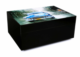 Хьюмидор Gentili Blue Car на 50 сигар, Черный лак SV50-Black-Blue-Car