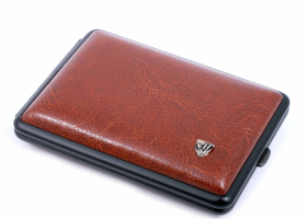 Портсигар Stoll на 14 сигарет, Экокожа, Коричневый C15-2
