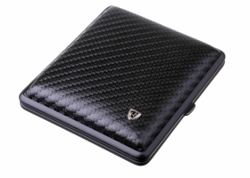 Портсигар Stoll на 18 сигарет, натуральная кожа, Карбон C23