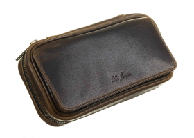 Сумка Ser Jacopo для 2 трубок и табака, натуральная кожа, подарочная упаковка B030-Brown
