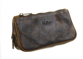 Сумка Ser Jacopo для 2 трубок и табака, натуральная кожа, подарочная упаковка B06-Brown