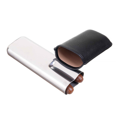 Чехол Lubinski на 2 сигары, металл и кожа, черный FK1372-1
