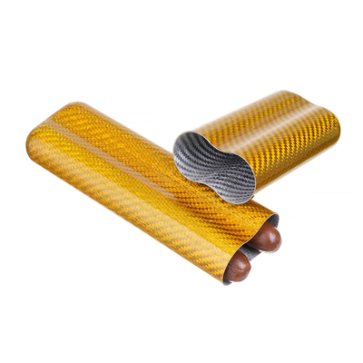 Чехол Lubinski на 2 сигары, золотистый карбон FK1382-5