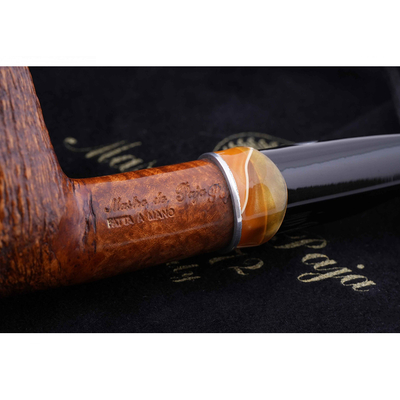 Курительная трубка Mastro de Paja Pettinata Classica с цветным кольцом, без фильтра M451-11