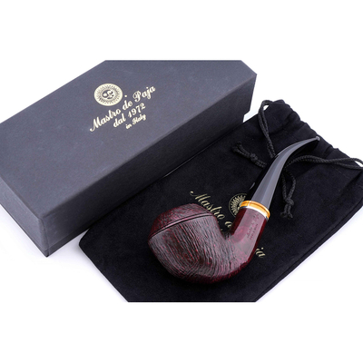 Курительная трубка Mastro de Paja Pettinata Classica с цветным кольцом, без фильтра M451-12