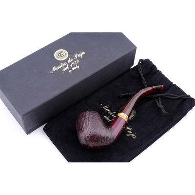 Курительная трубка Mastro de Paja Pettinata Classica с цветным кольцом, без фильтра M451-2