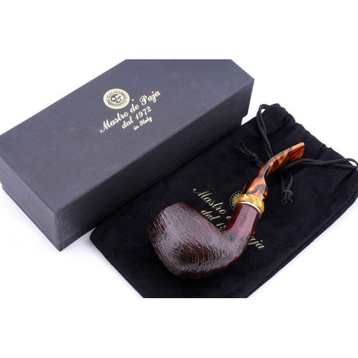 Курительная трубка Mastro de Paja Pettinata Classica с цветным кольцом, без фильтра M451-8