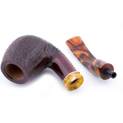 Курительная трубка Mastro de Paja Pettinata Classica с цветным кольцом, без фильтра M451-8