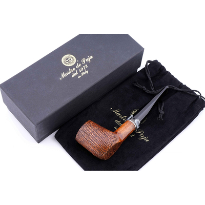 Курительная трубка Mastro de Paja Pettinata Classica с цветным кольцом, без фильтра M451-9