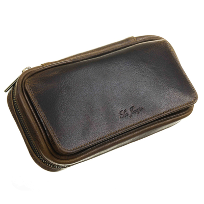 Сумка Ser Jacopo для 2 трубок и табака, натуральная кожа, подарочная упаковка B030-Brown