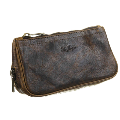 Сумка Ser Jacopo для 2 трубок и табака, натуральная кожа, подарочная упаковка B06-Brown