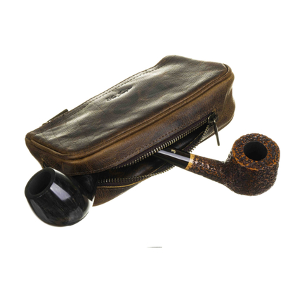 Сумка Ser Jacopo для 2 трубок и табака, натуральная кожа, подарочная упаковка B06-Brown